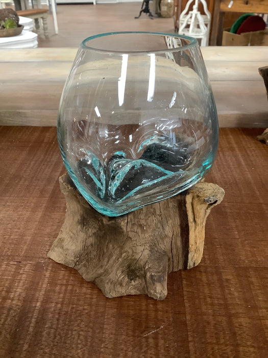 Bubble glass on driftwood