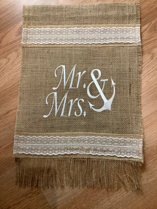Burlap flag - Mr & Mrs