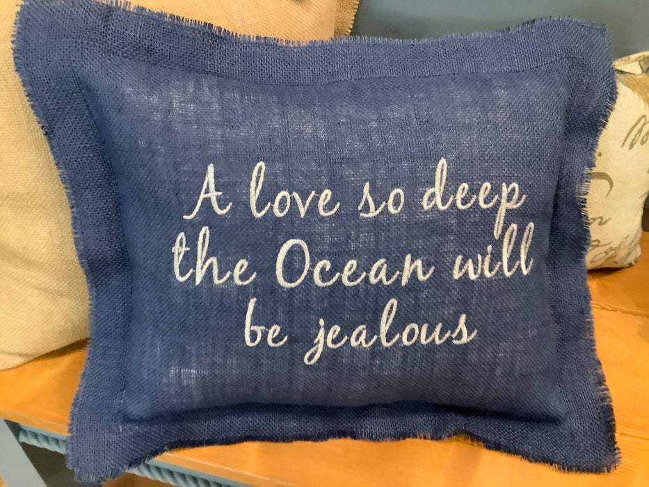 Burlap pillow - A love so deep
