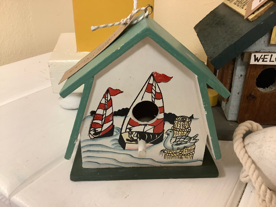 Wood birdhouse - sailboats