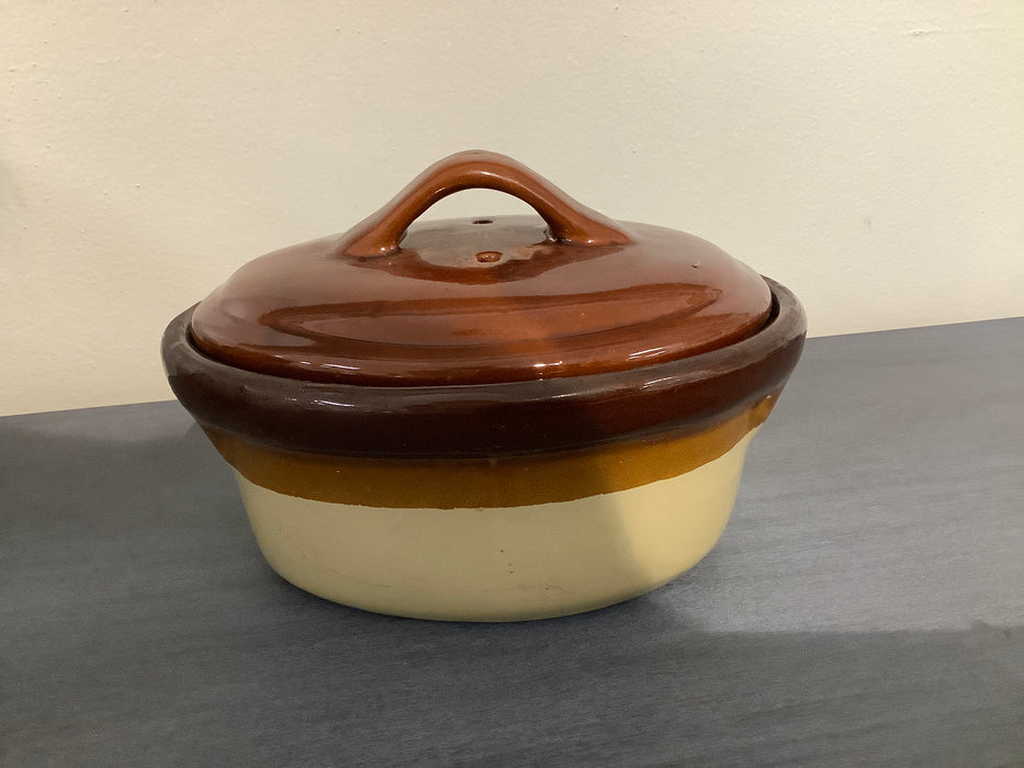 Vintage brown ware lidded casserole dish