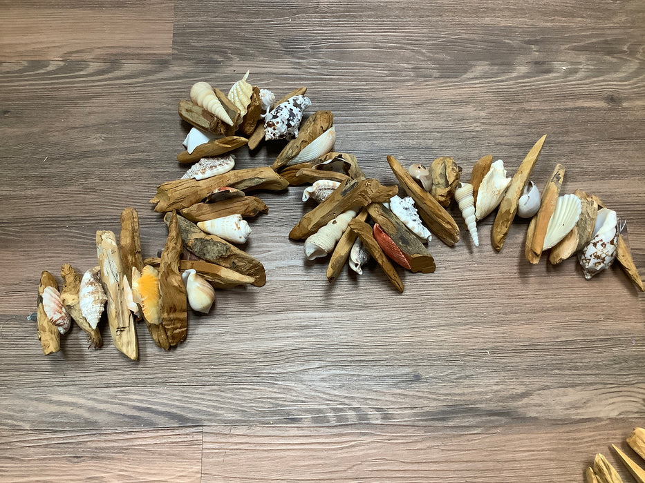 Driftwood and shell garland