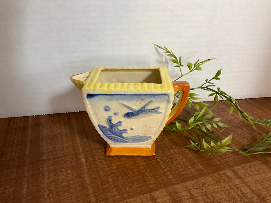 1930’s art deco cream pitcher with flying fish