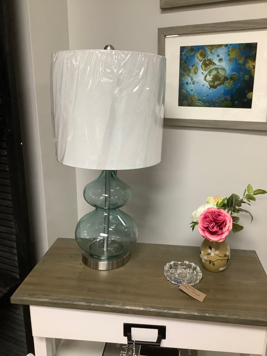 Teal Blue Glass Table Lamp