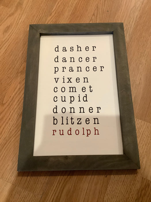 Wood sign - reindeer names