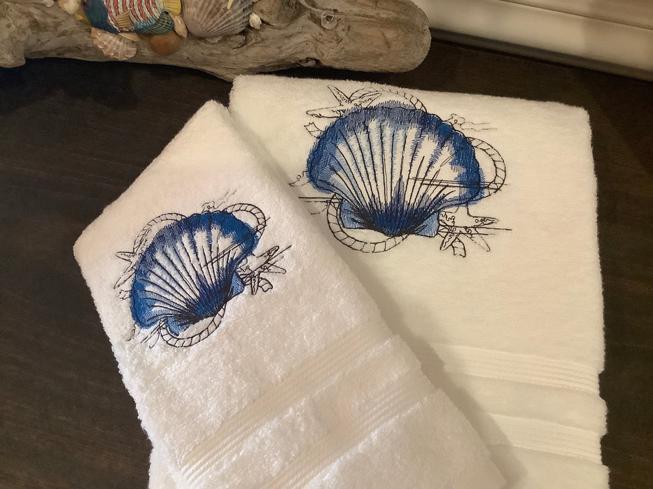 Bath towel set - Shell in blue