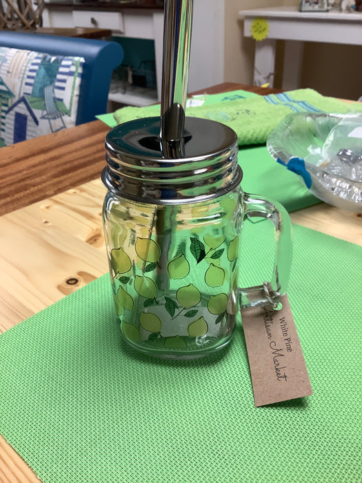 Glass mug with straw