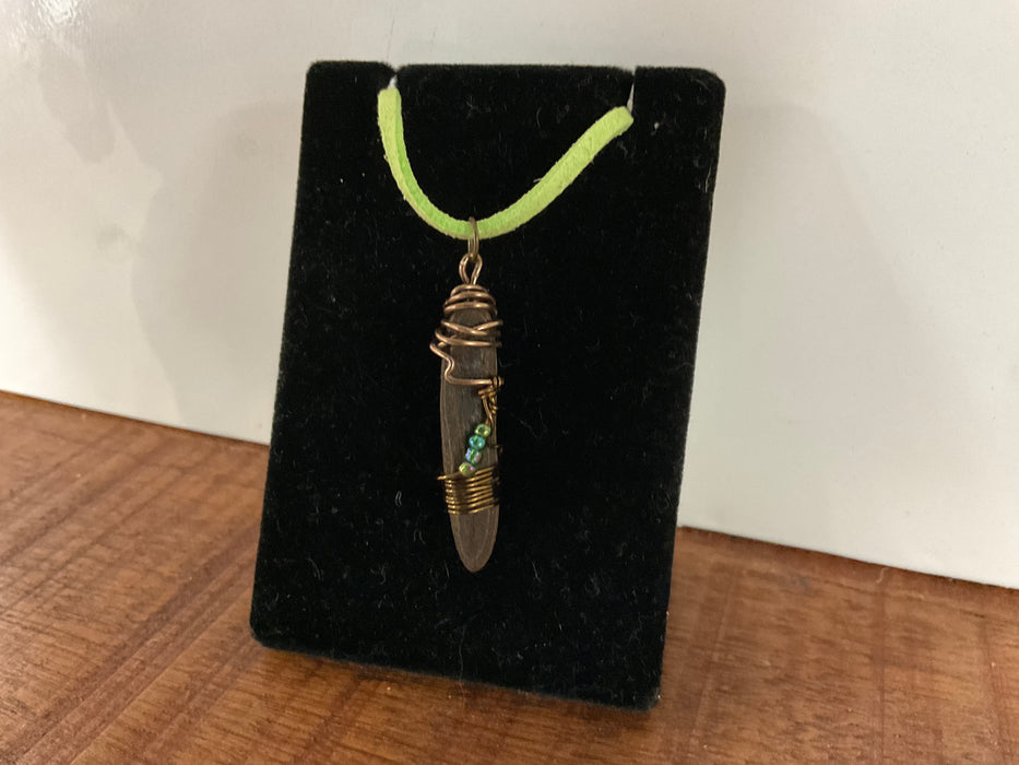 Wire wrap driftwood pendant