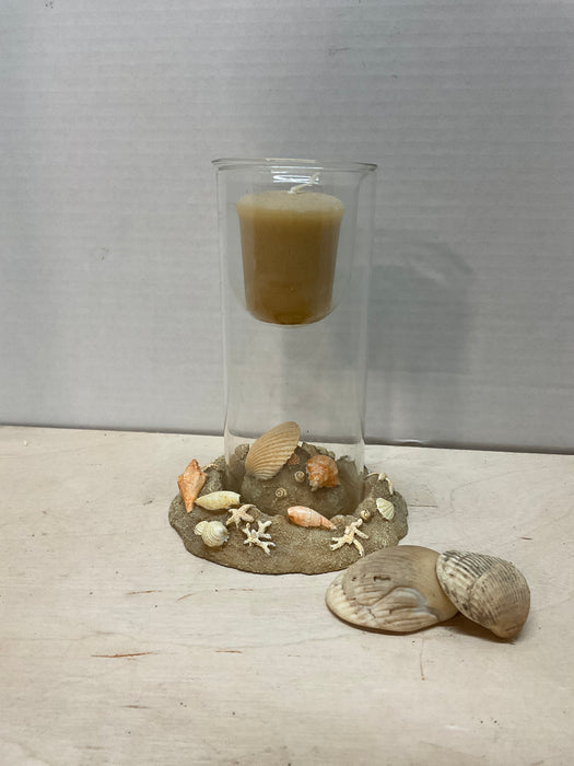 Shells in the sand votive holder