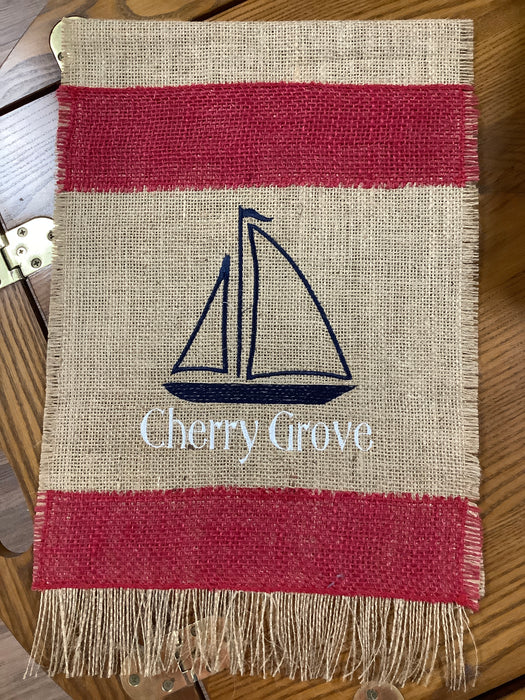 Burlap Flag - City embroidered