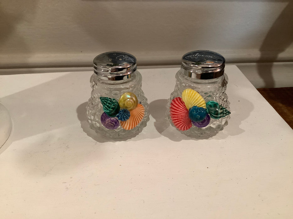 Salt and pepper shaker with shells