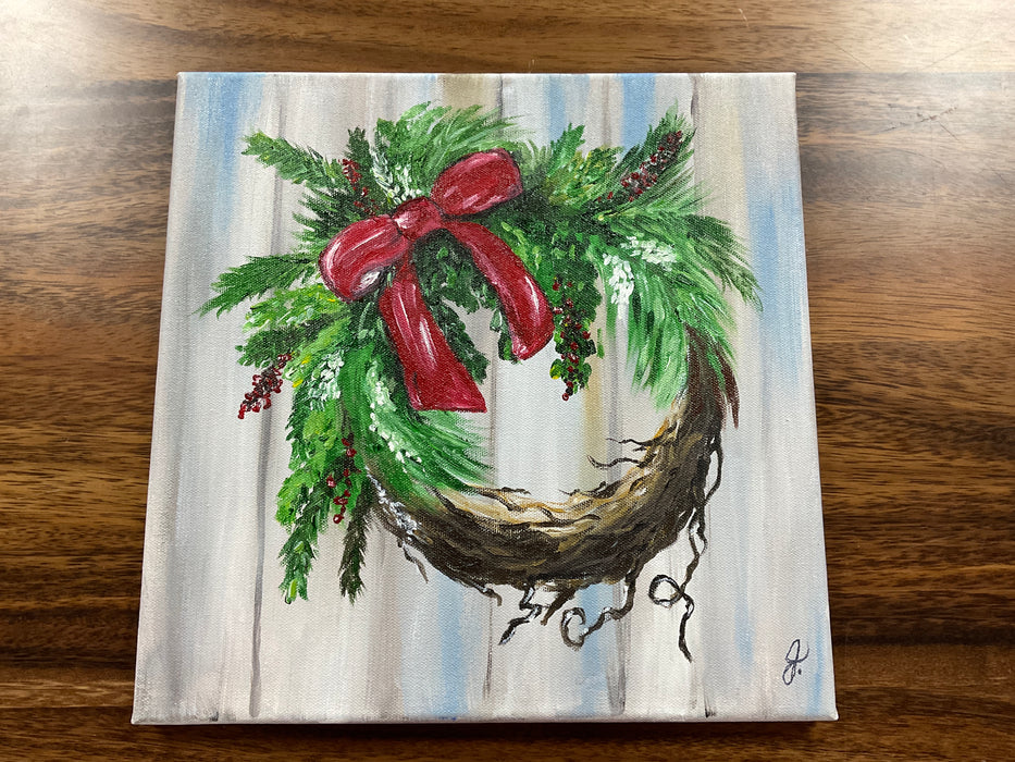 Christmas wreath painting