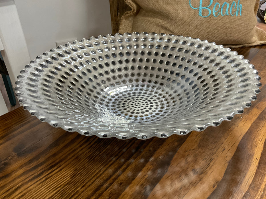 Silver/blue dots glass bowl