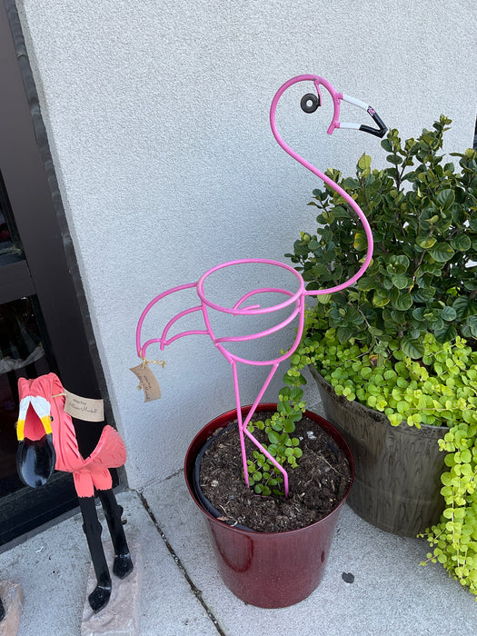 Flamingo garden stake planter