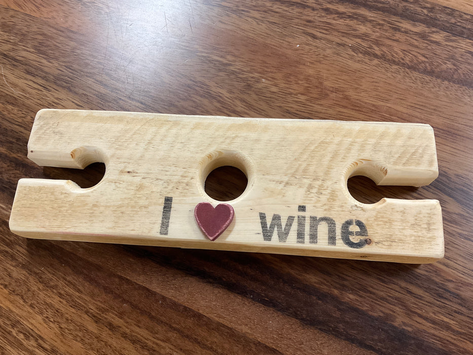 Wood wine glass bottle holder