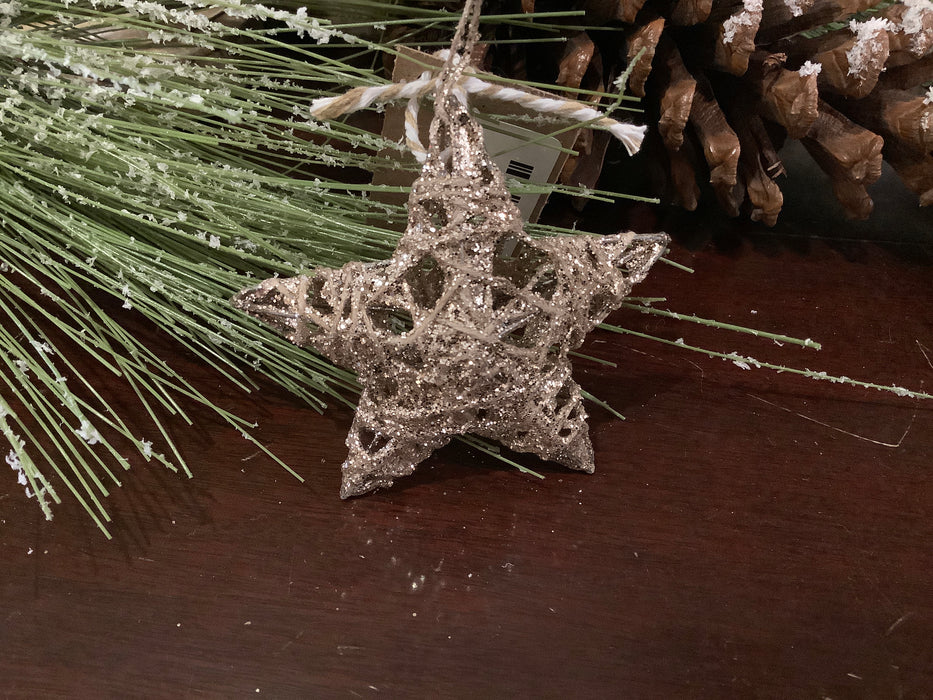 Champagne glittered star ornament