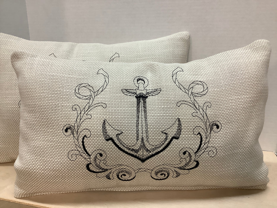 Fabric pillow - anchor laurel