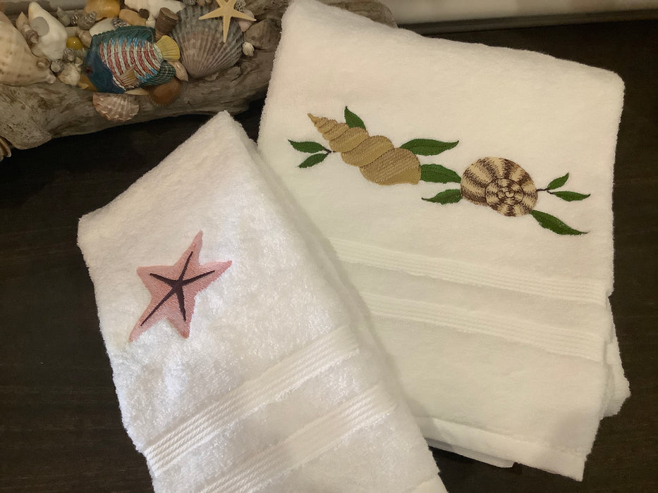 Bath towel set - Duo of shells and starfish