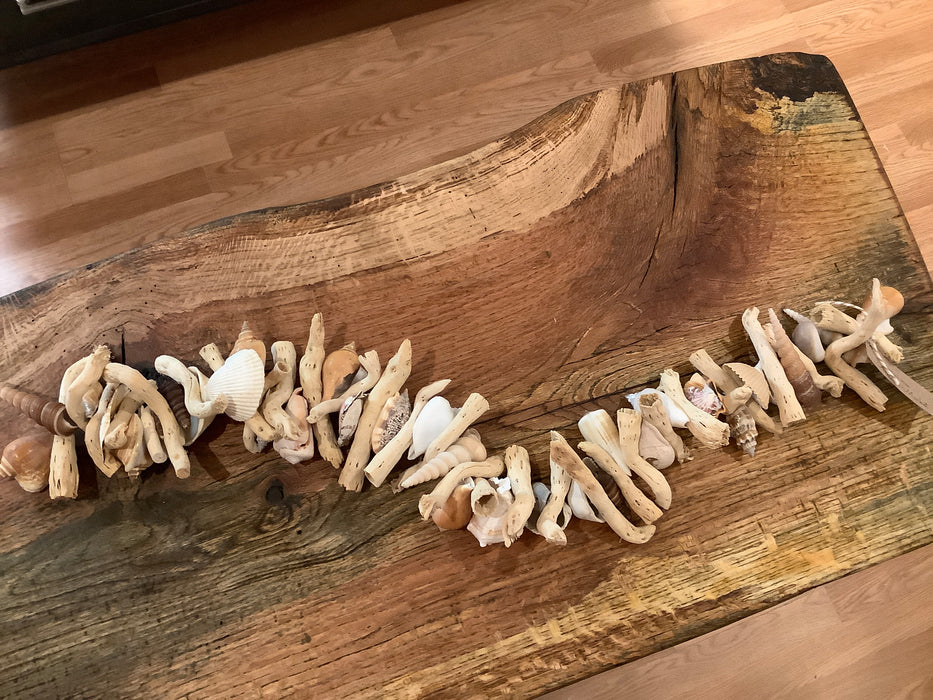 Driftwood and shell garland