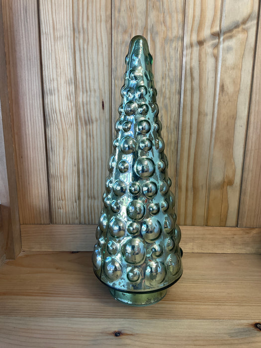 Dot embossed glass green Christmas Tree