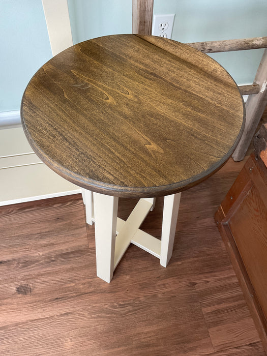 Drop cloth round end table