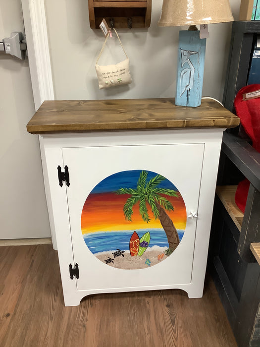 Small cabinet with beach scene