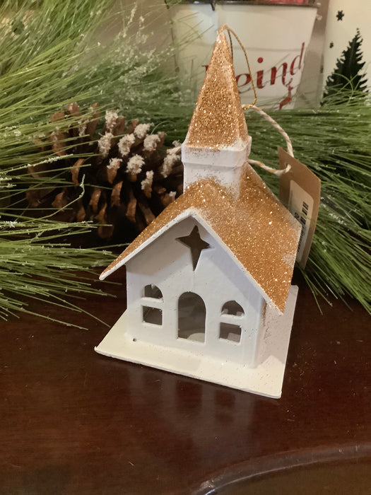 Paper mache Christmas house