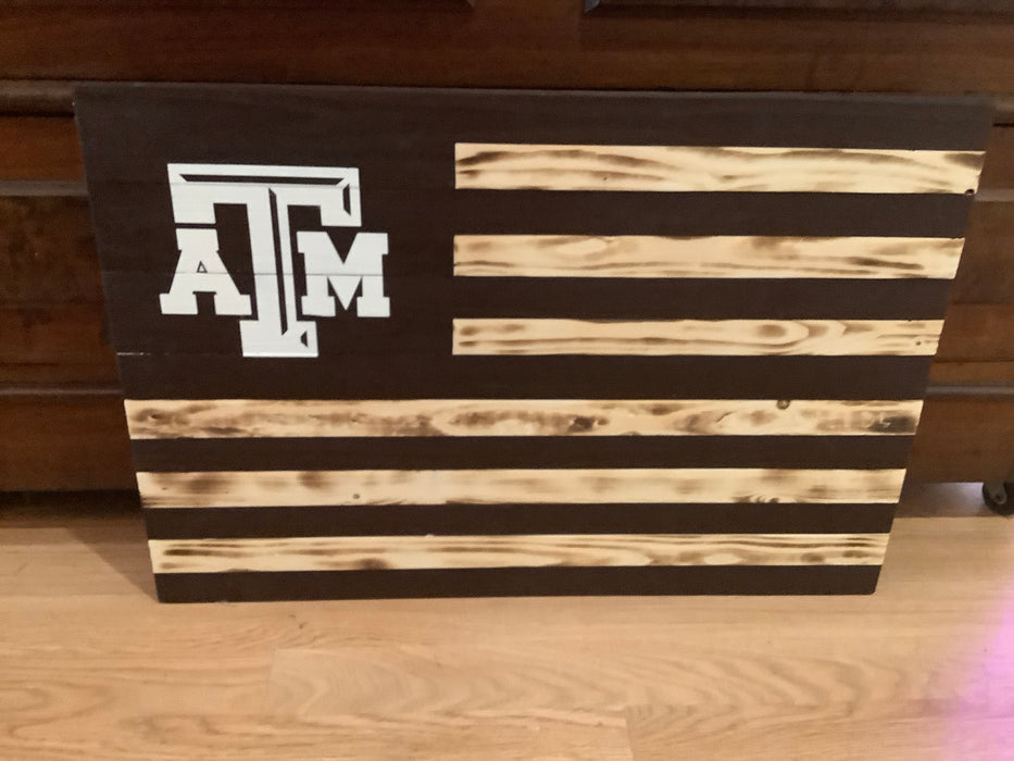 Texas AM wood flag