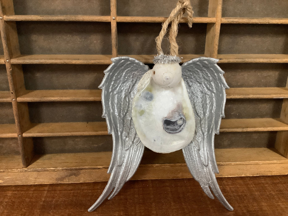 Oyster shell angel ornament