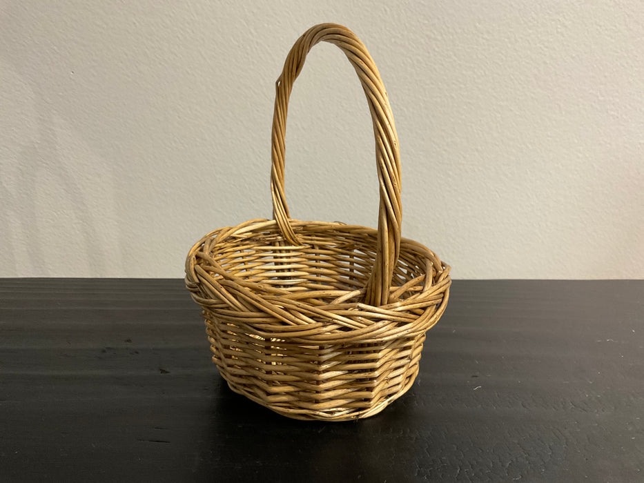 Small round willow stained basket