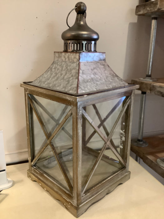 Wood lantern with metal roof