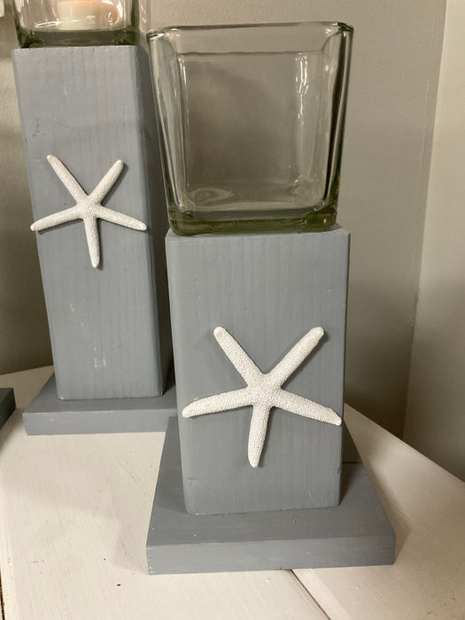 Starfish wood candle holders