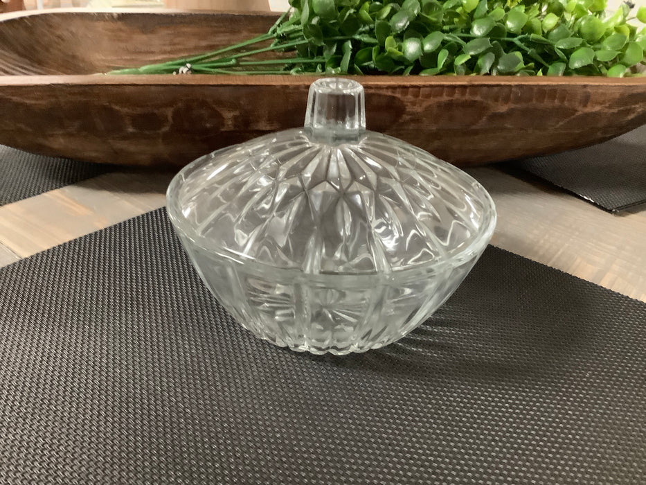 Glass candy dish with top