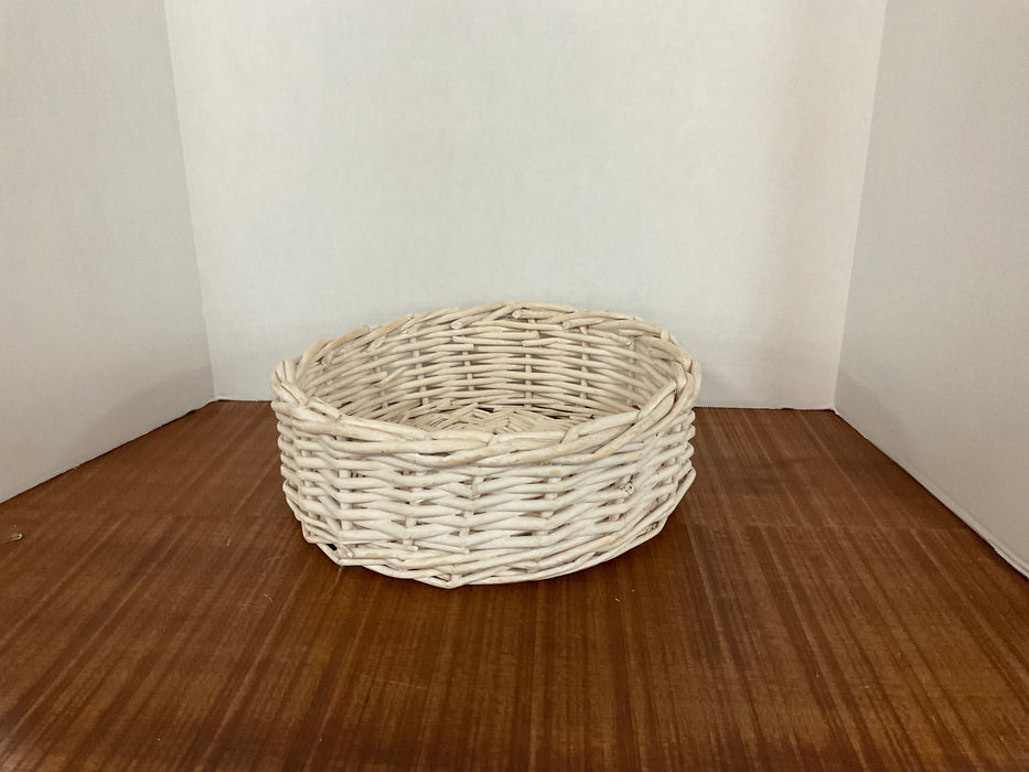 White washed round basket