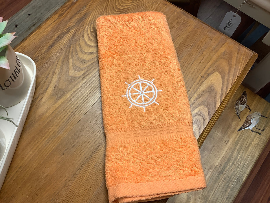 Embroidered hand towel - shipwheel