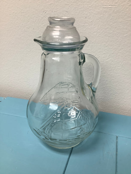 Glass pitcher with sailboat